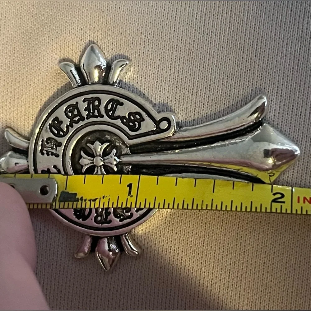 Chrome Hearts CH Silver Cross Ball Dice Wallet Chain Gothic Cross Pendant NEW - Picture 6 of 6